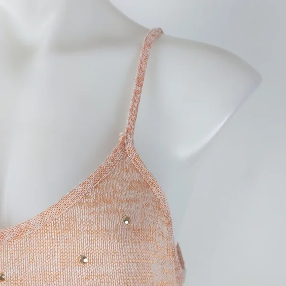 Crossroads Women's Top Size Large Orange Sleeveless Knit Round Hem Diamantes - Picture 6 of 14